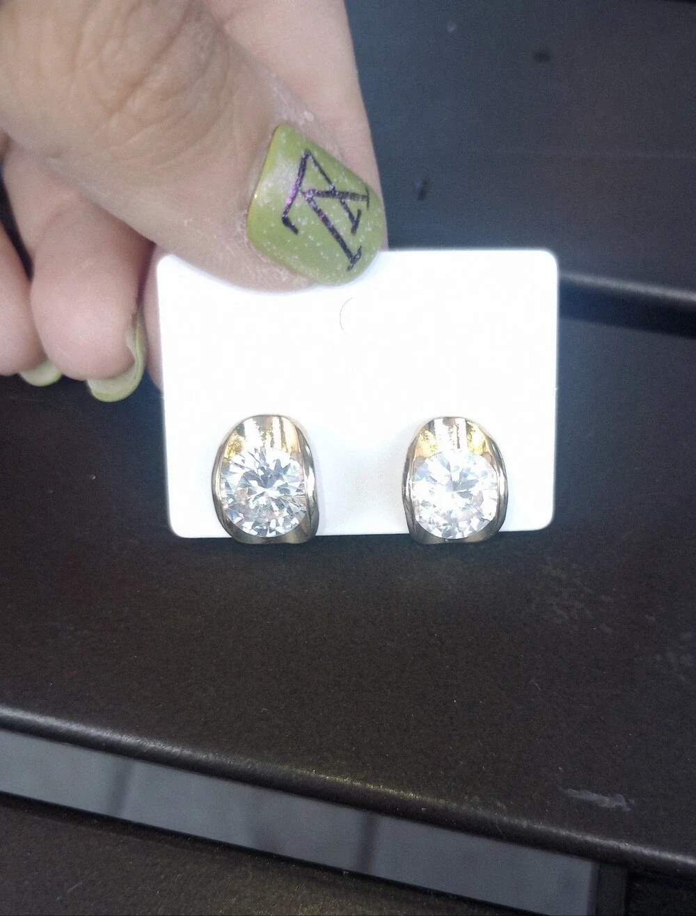 Gold-Tone Clear Crystal Stud Earrings